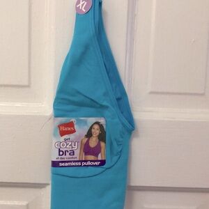 NWT Hanes Get Cozy Bra All Day Comfort Seamless Pullover; Size XL; Teal Blue.